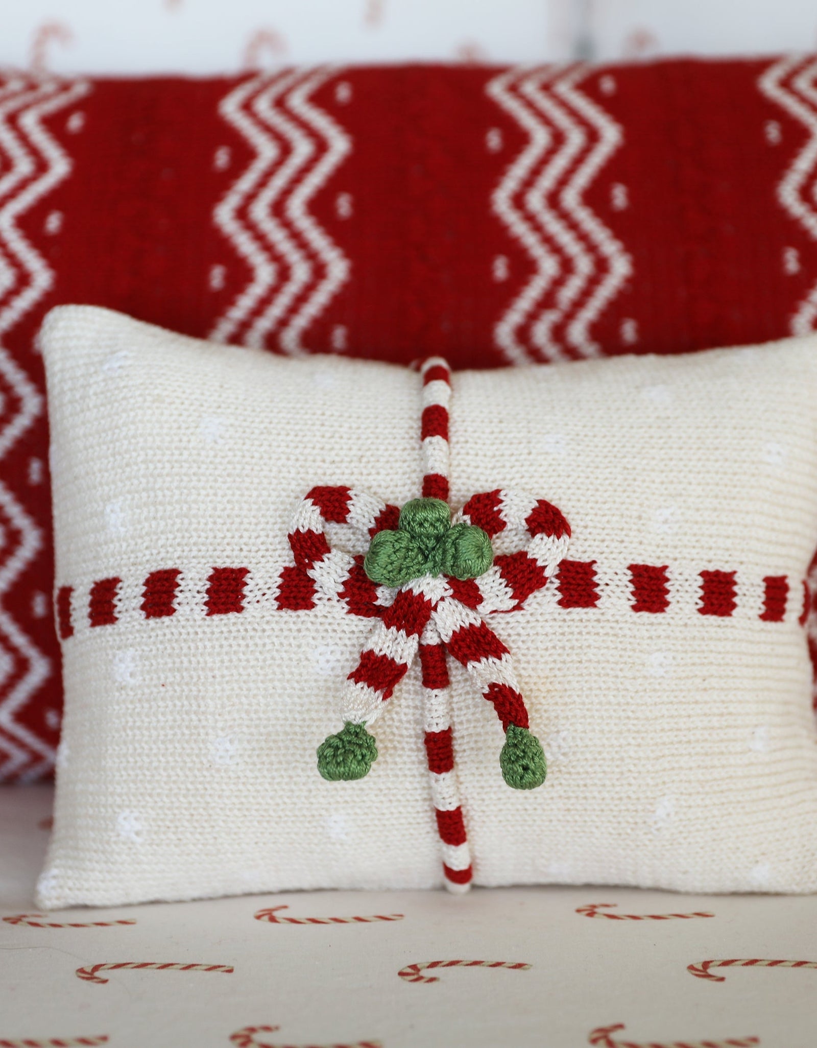 Red Zig-Zag Stripe Lumbar Pillow by Melange Collection
