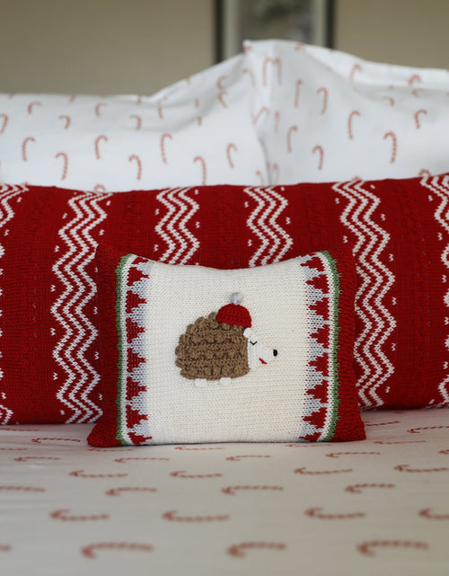 Load image into Gallery viewer, Red Zig-Zag Stripe Lumbar Pillow by Melange Collection

