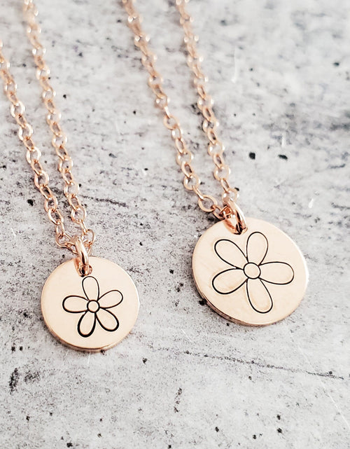 Load image into Gallery viewer, Minimalist Daisy Charm Necklace by Salt and Sparkle
