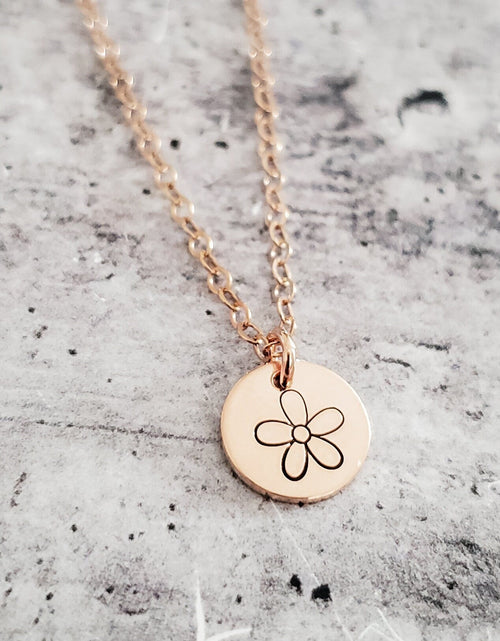 Load image into Gallery viewer, Minimalist Daisy Charm Necklace by Salt and Sparkle
