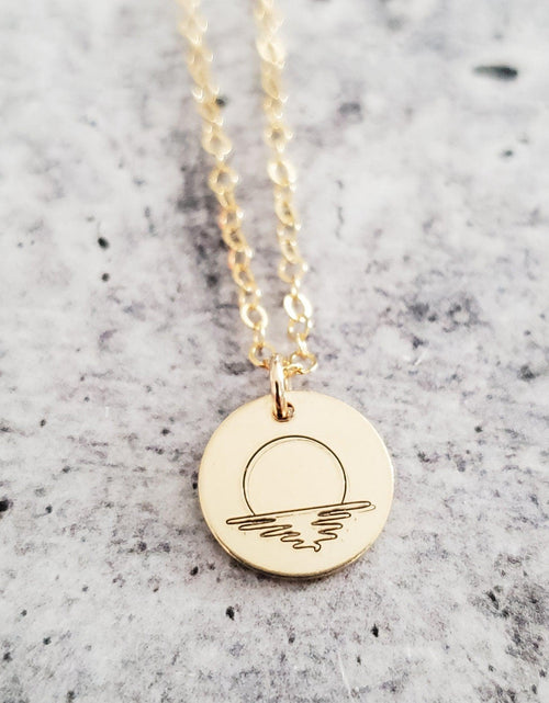 Load image into Gallery viewer, Minimalist Ocean Sunset Charm  Necklace by Salt and Sparkle
