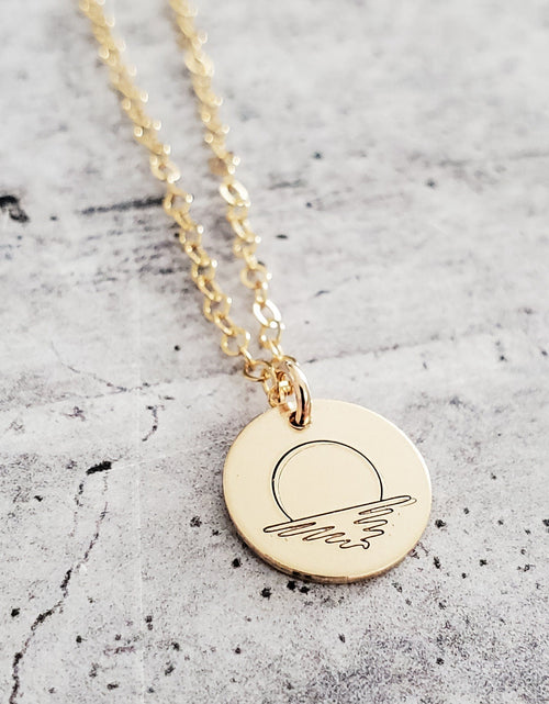 Load image into Gallery viewer, Minimalist Ocean Sunset Charm  Necklace by Salt and Sparkle
