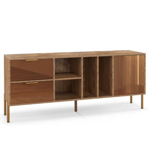 Load image into Gallery viewer, Mirrored Buffet Cabinet with 2 Drawers and 1 Door for Living Room-Natural
