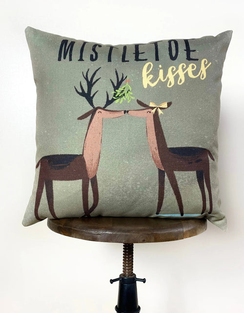 Load image into Gallery viewer, Mistletoe Kisses | Reindeer | Throw Pillow Cover | Rustic Decor | Primitive Christmas Decor Rustic Christmas Decor Home Decor Christmas by UniikPillows
