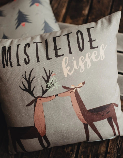 Load image into Gallery viewer, Mistletoe Kisses | Reindeer | Throw Pillow Cover | Rustic Decor | Primitive Christmas Decor Rustic Christmas Decor Home Decor Christmas by UniikPillows
