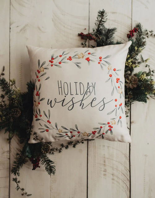 Load image into Gallery viewer, Mistletoe Kisses Wreath | Throw Pillow Cover | Best Friend Christmas Gift | Rustic Farmhouse Decor | Farmhouse Decor | Decorative Pillows for Couch by UniikPillows
