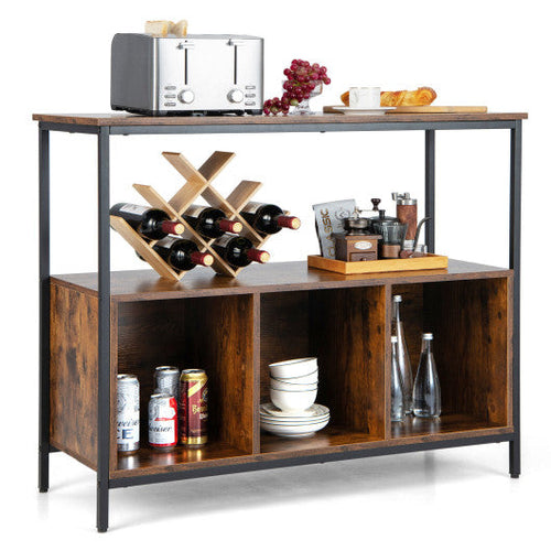 Load image into Gallery viewer, Modern Kitchen Buffet Sideboard with 3 Compartments-Rustic Brown
