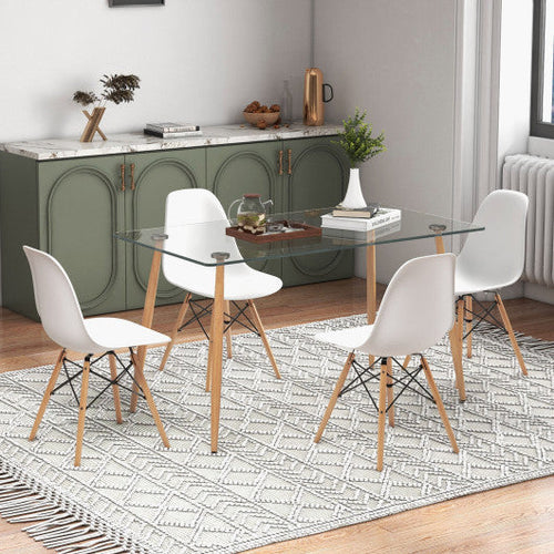 Load image into Gallery viewer, 5 Pieces Rectangle Dining Table Set with 51 Inch Glass Tabletop-White
