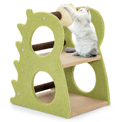 Load image into Gallery viewer, 2-Tier Modern Cat Tree for Indoor Cats with Rotatable Sisal Scratching Ball-Green
