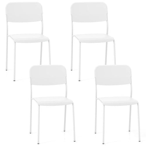 Load image into Gallery viewer, Modern Dining Chairs Set of 4 with Tilted Backrest and Sturdy Metal Legs-White
