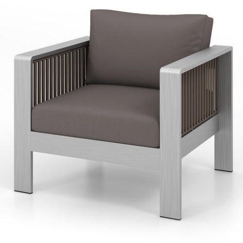 Load image into Gallery viewer, Patio Furniture Aluminum Armchair with Thick Back and Seat Cushion
