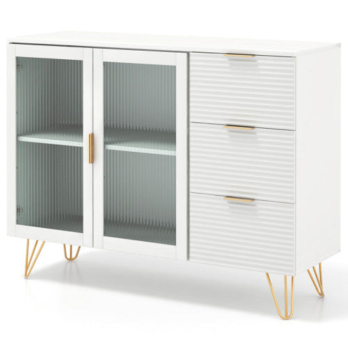 Load image into Gallery viewer, Modern Sideboard Buffet Cabinet with 2 Doors and 3 Drawers for Living Room Dining Room-White
