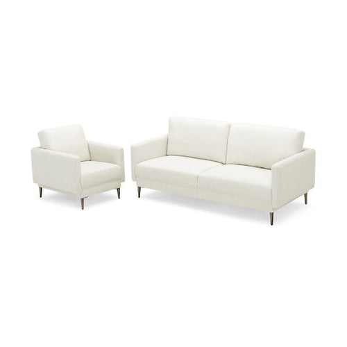 Load image into Gallery viewer, Modern Sofa Couch with Solid Metal Legs and Removable Backrest Cushion-White
