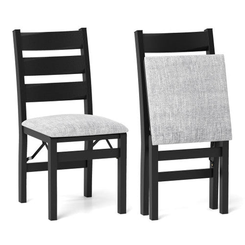 Load image into Gallery viewer, Modern Upholstered Folding Chairs Set of 2 with Comfy Backrest-Black
