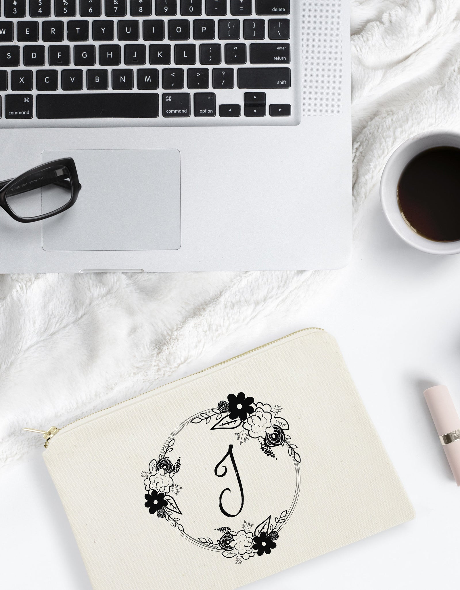 Personalized Monogram Floral Cosmetic Bag and Travel Make Up Pouch by The Cotton & Canvas Co.