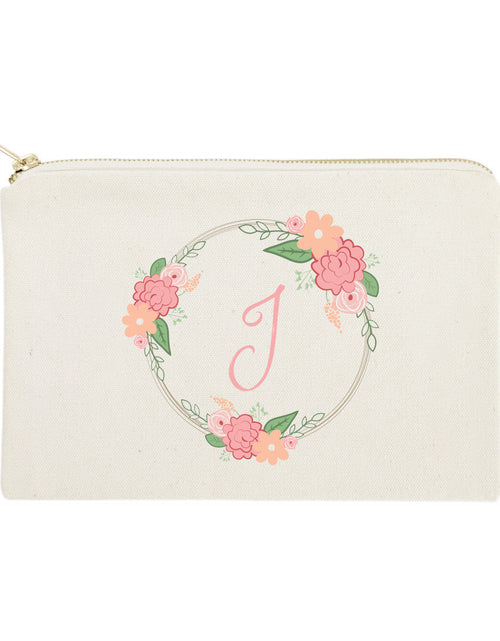 Load image into Gallery viewer, Personalized Color Monogram Floral Cosmetic Bag and Travel Make Up Pouch by The Cotton &amp; Canvas Co.
