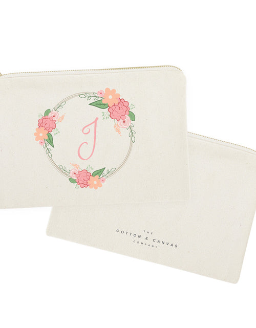 Load image into Gallery viewer, Personalized Color Monogram Floral Cosmetic Bag and Travel Make Up Pouch by The Cotton &amp; Canvas Co.
