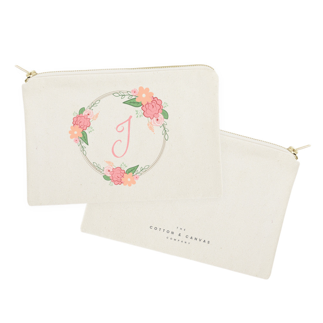 Personalized Color Monogram Floral Cosmetic Bag and Travel Make Up Pouch by The Cotton & Canvas Co.