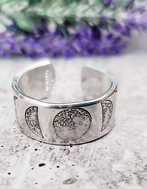 Load image into Gallery viewer, Moon Phases Celestial Silver Ring by Salt and Sparkle
