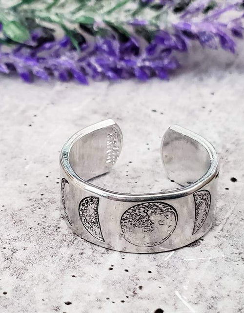 Load image into Gallery viewer, Moon Phases Celestial Silver Ring by Salt and Sparkle
