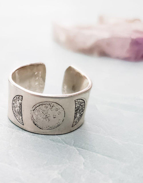 Load image into Gallery viewer, Moon Phases Celestial Silver Ring by Salt and Sparkle
