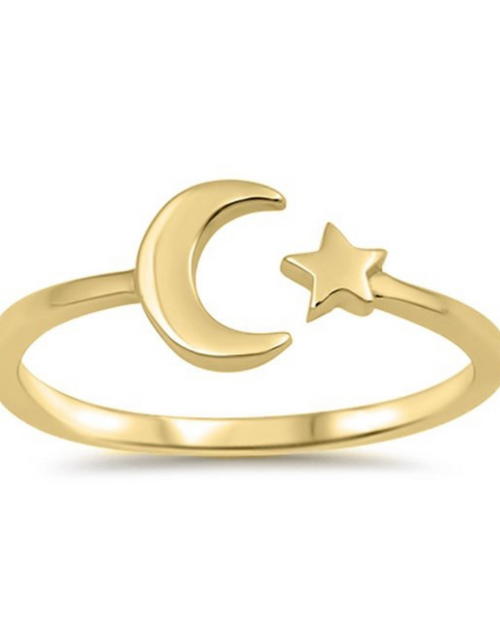 Load image into Gallery viewer, Moon + Star Ring Celestial Ring by Wicked Good Perfume

