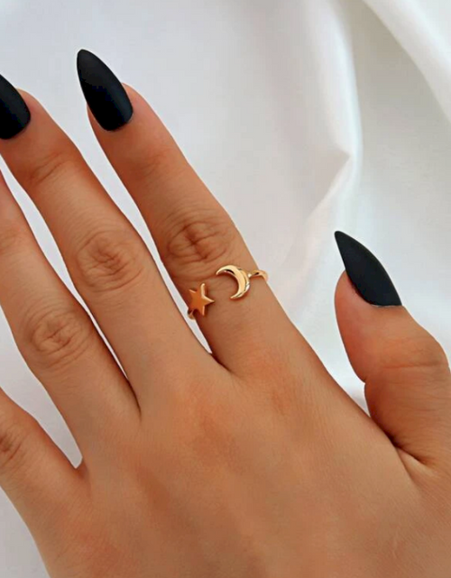 Load image into Gallery viewer, Moon + Star Ring Celestial Ring by Wicked Good Perfume
