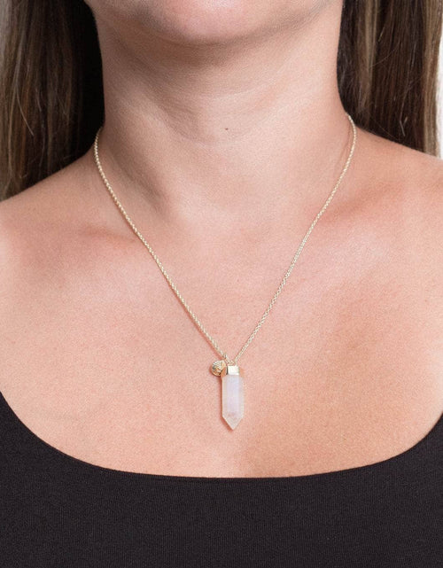 Load image into Gallery viewer, Rainbow Moonstone Crystal Point Necklace by Tiny Rituals
