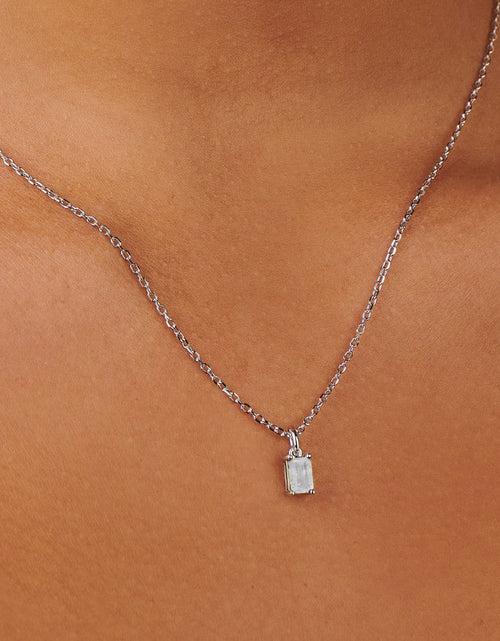 Load image into Gallery viewer, Birthstone Moonstone Silver Necklace - June by Little Sky Stone
