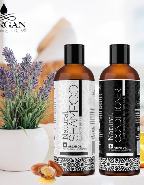 Load image into Gallery viewer, Lavender &amp; Argan Oil Sulfate Free Shampoo &amp; Conditioner 16 oz by Morgan Cosmetics
