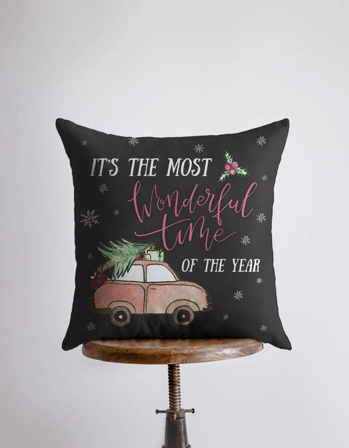 Load image into Gallery viewer, Most Wonderful Time of the Year | Pillow Cover | Christmas Pillowcases | Christmas Decor | Throw Pillow | Home Decor | Rustic Christmas by UniikPillows
