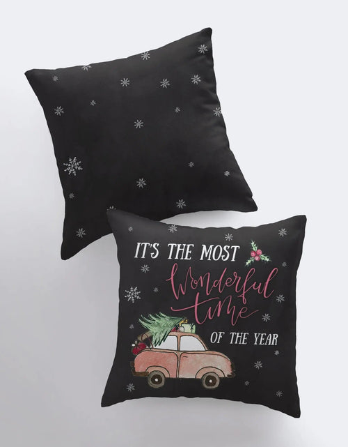 Load image into Gallery viewer, Most Wonderful Time of the Year | Pillow Cover | Christmas Pillowcases | Christmas Decor | Throw Pillow | Home Decor | Rustic Christmas by UniikPillows
