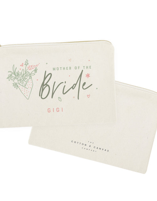 Load image into Gallery viewer, Floral Mother of the Bride Personalized Cotton Canvas Cosmetic Bag by The Cotton &amp; Canvas Co.
