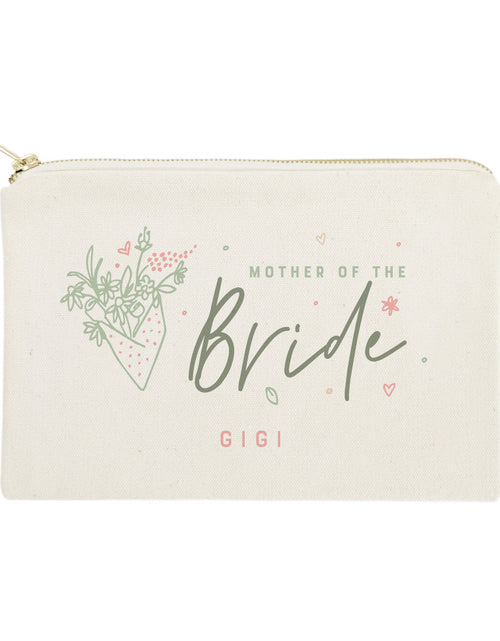 Load image into Gallery viewer, Floral Mother of the Bride Personalized Cotton Canvas Cosmetic Bag by The Cotton &amp; Canvas Co.
