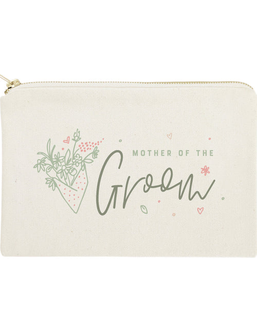 Load image into Gallery viewer, Floral Mother of the Groom Cotton Canvas Cosmetic Bag by The Cotton &amp; Canvas Co.
