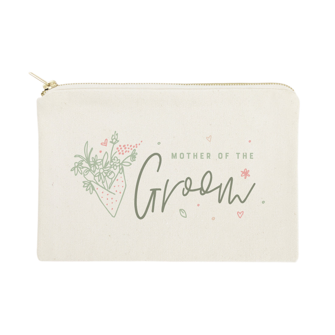 Floral Mother of the Groom Cotton Canvas Cosmetic Bag by The Cotton & Canvas Co.
