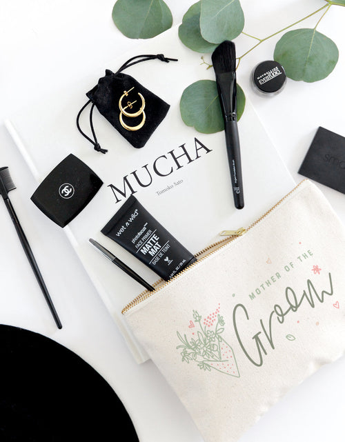 Load image into Gallery viewer, Floral Mother of the Groom Cotton Canvas Cosmetic Bag by The Cotton &amp; Canvas Co.
