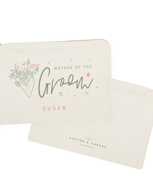 Load image into Gallery viewer, Floral Mother of the Groom Personalized Cotton Canvas Cosmetic Bag by The Cotton &amp; Canvas Co.
