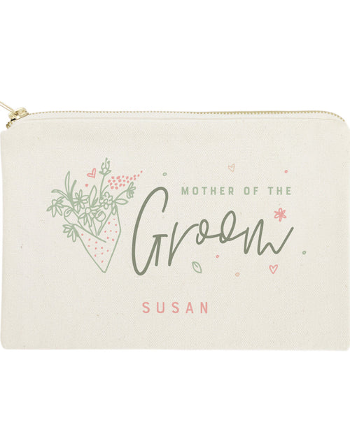 Load image into Gallery viewer, Floral Mother of the Groom Personalized Cotton Canvas Cosmetic Bag by The Cotton &amp; Canvas Co.
