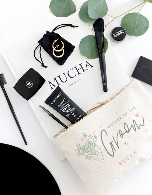 Load image into Gallery viewer, Floral Mother of the Groom Personalized Cotton Canvas Cosmetic Bag by The Cotton &amp; Canvas Co.
