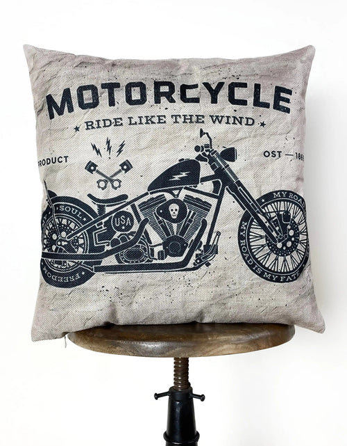 Load image into Gallery viewer, Motorcycles | Pillow Cover | Gift for Him | Throw Pillow | Home Décor | Boyfriend | Dad Gift | Classic Motorcycle by UniikPillows
