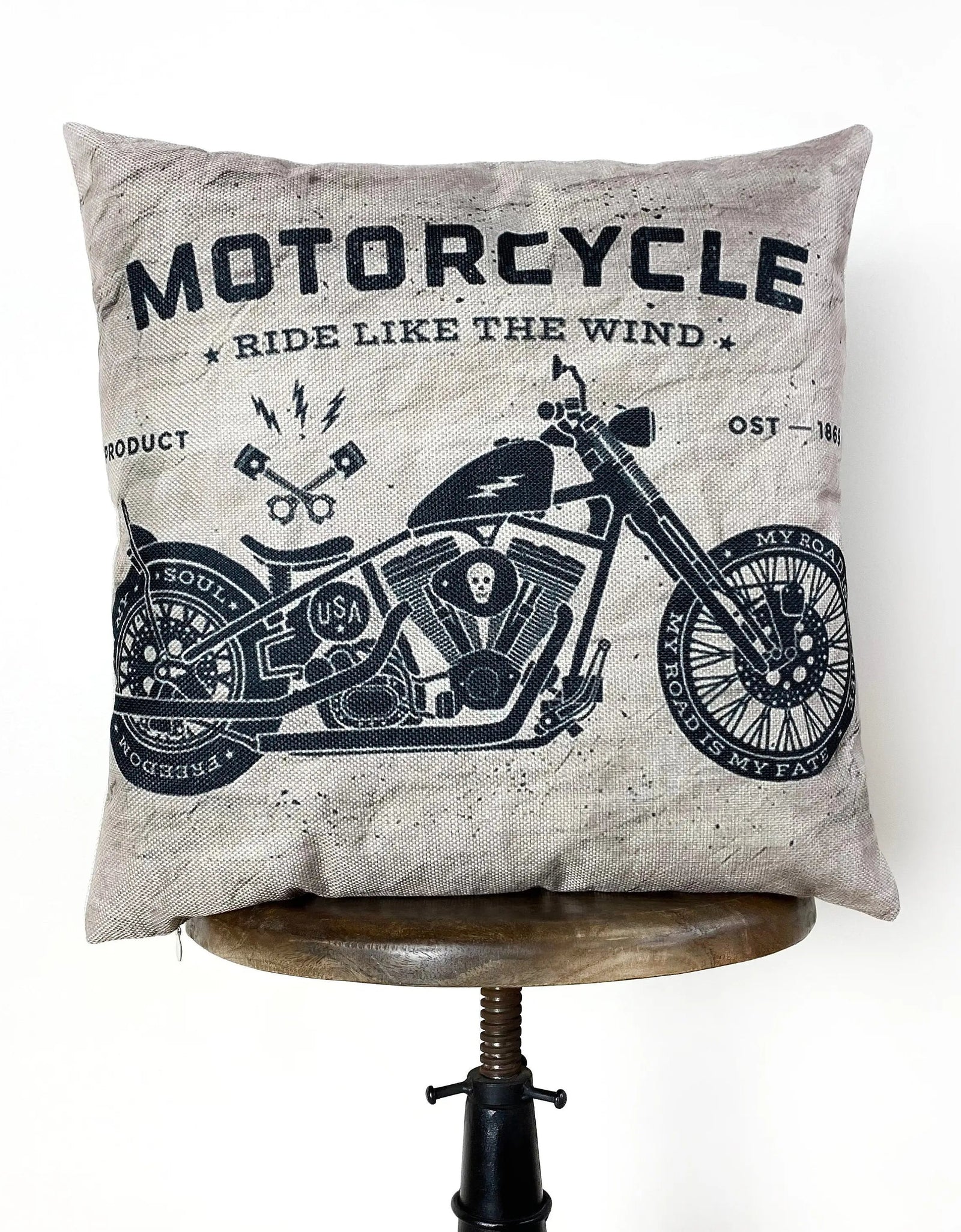 Motorcycles | Pillow Cover | Gift for Him | Throw Pillow | Home Décor | Boyfriend | Dad Gift | Classic Motorcycle by UniikPillows