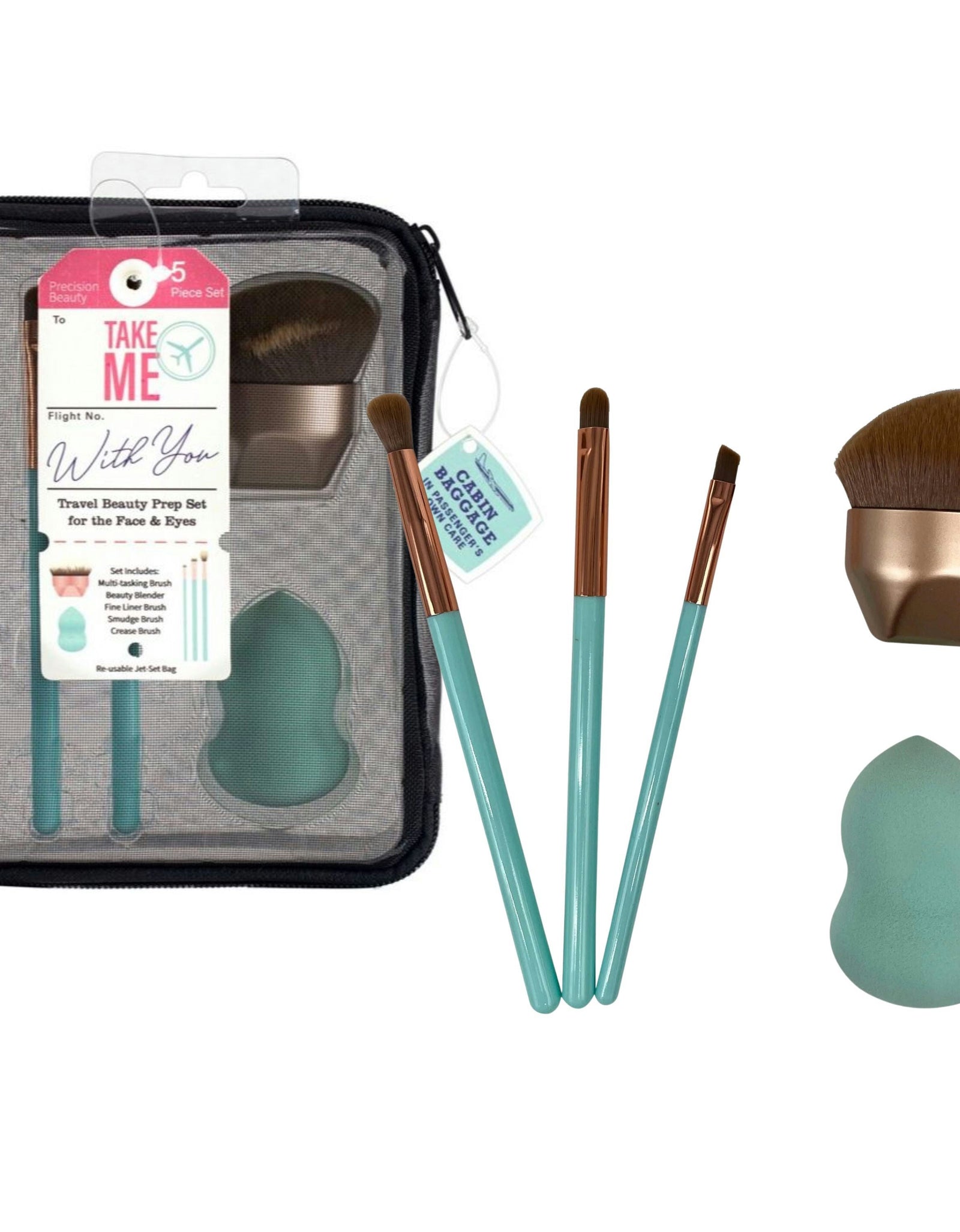 Precision Beauty Take Me With You 5 Piece Travel Beauty Prep Set For Face and Eyes