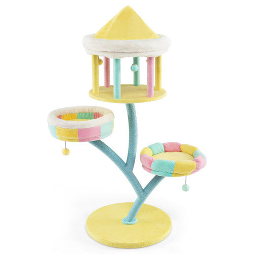 Load image into Gallery viewer, Multi-Layer Cat Tree with 2 Removable Perches Scratching Posts-Color
