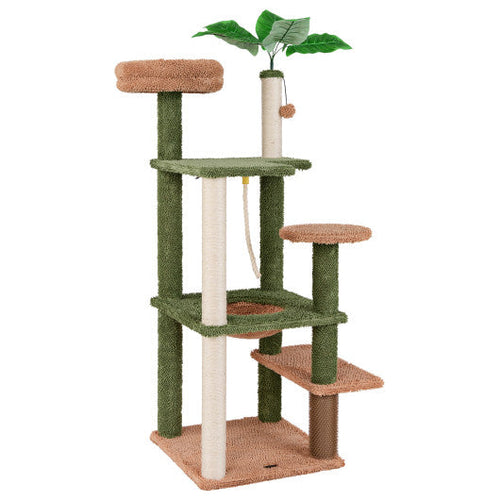 Load image into Gallery viewer, Multilevel Cat Tree with Scratching Posts and Rope Plush Perch Toy Bed-Green
