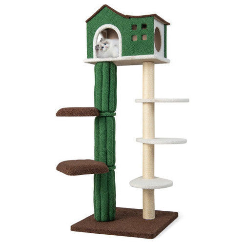 Load image into Gallery viewer, Multi-level Cat Tree with Condo and Anti-tipping Device-Green

