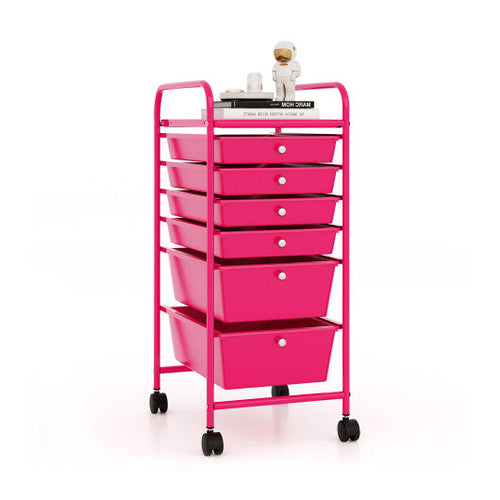 Load image into Gallery viewer, Multifunctional 6 Drawers Rolling Storage Cart Organizer-Rose Red

