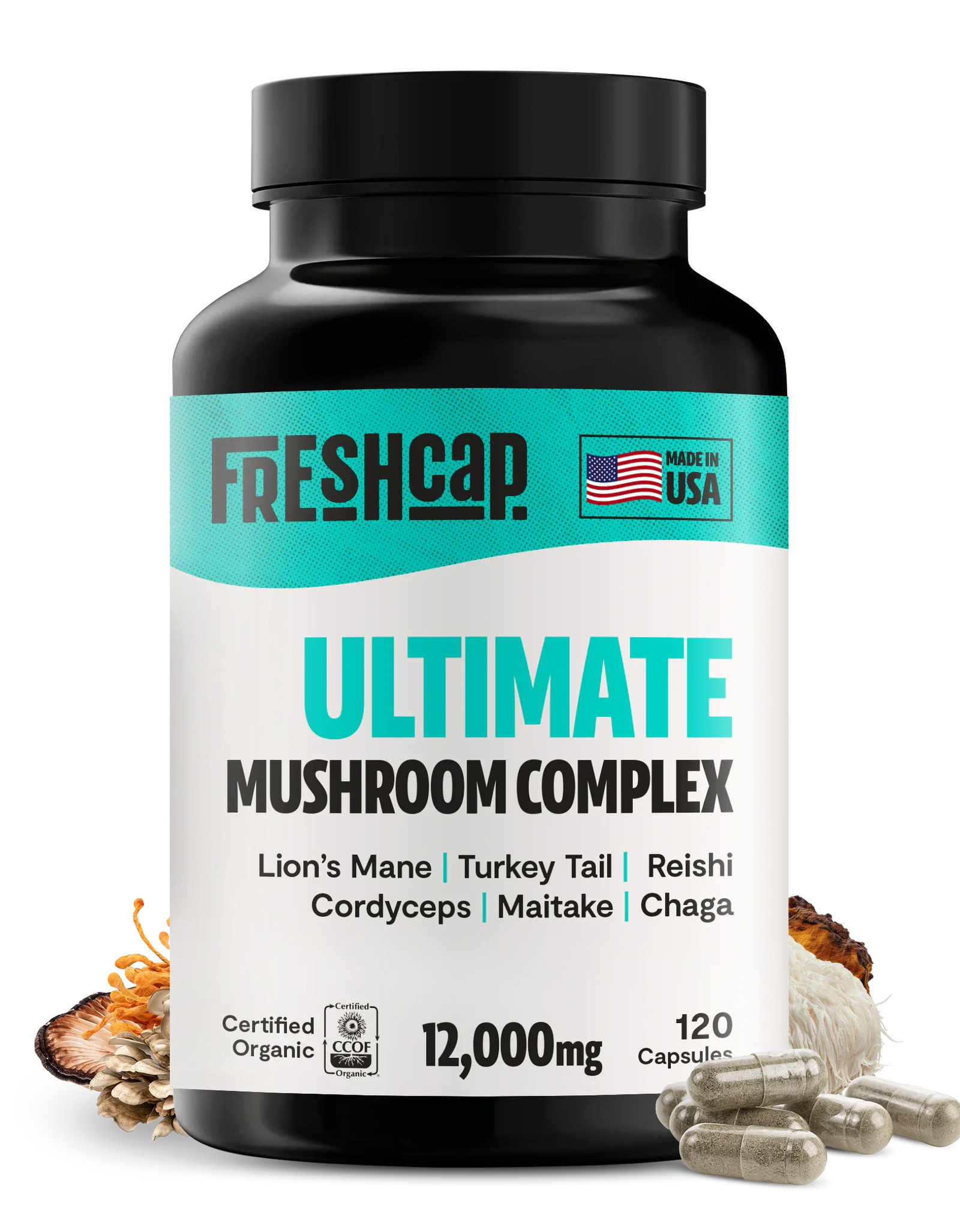 Organic Mushroom Complex Supplement Capsules