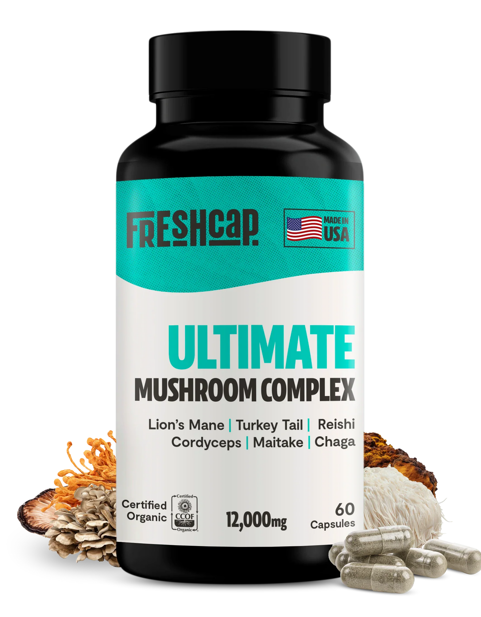 Organic Mushroom Complex Supplement Capsules