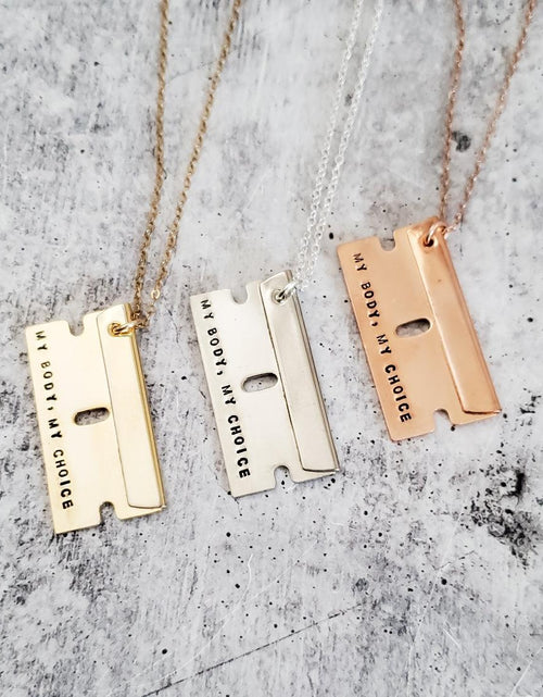 Load image into Gallery viewer, My Body My Choice Razor Blade Necklace by Salt and Sparkle
